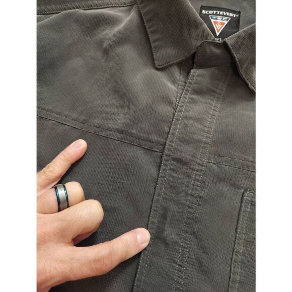 ScotteVest TEC Shirt Mens Large Grey snap Button Up Multi Pocket Cargo READ** - Picture 3 of 13